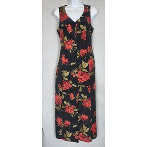 Sundress Floral Maxi Dress Sz 10 Belted Waist Vacation Cruise Summer Spring